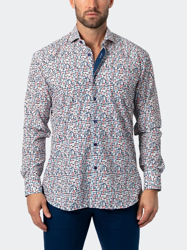 Men's layered shirts-Einstein Random Stretch White