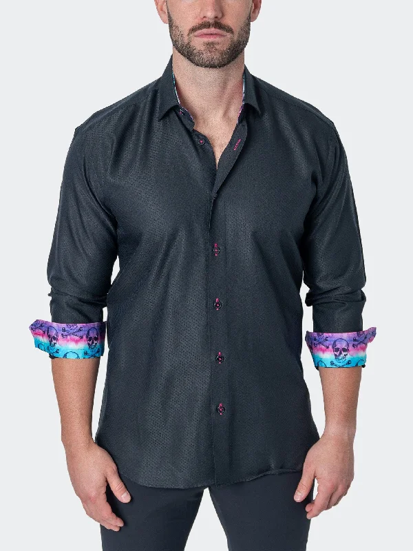 Men's wool shirts-Einstein SkullDot Black