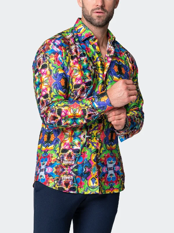 Men's big-and-tall shirts-Fibonacci AcidSkull Multi