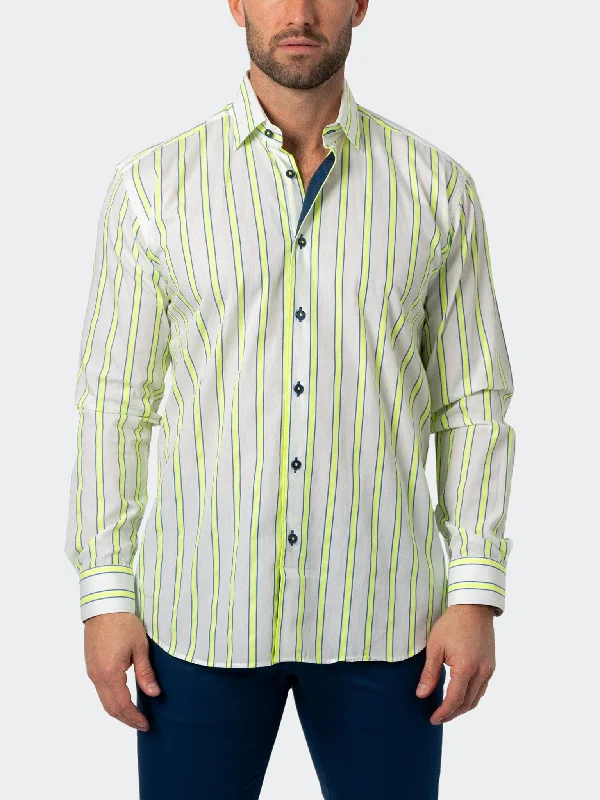 Men's weatherproof shirts-Fibonacci Fluodoublestripe White