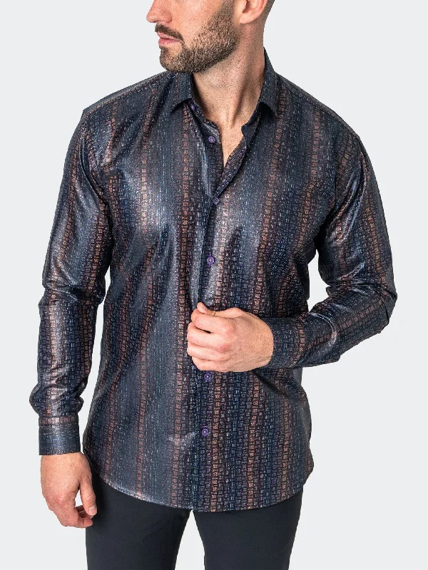 Men's ventilated shirts-Fibonacci Foil Brown