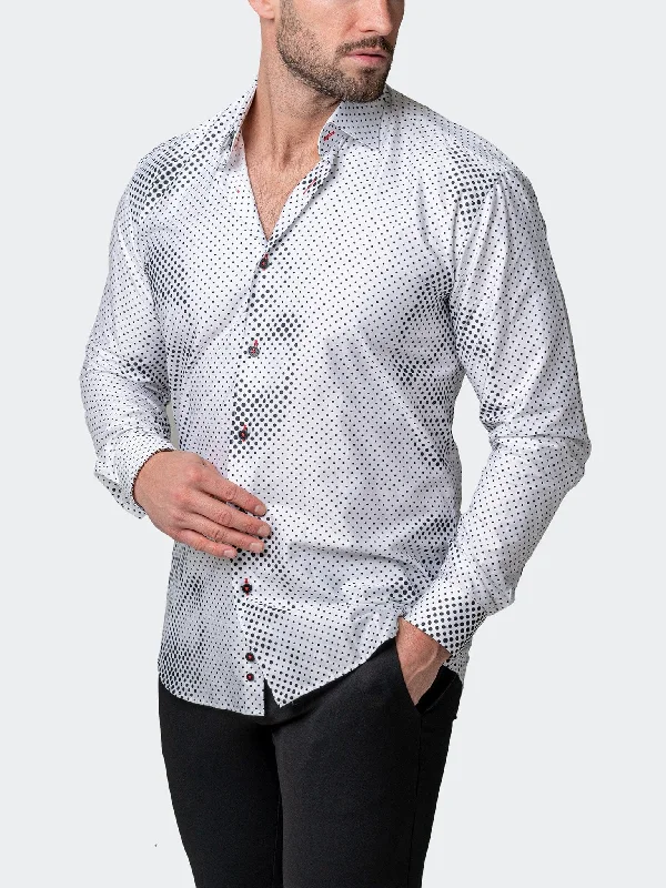 Men's high-collar shirts-Fibonacci FunkySkull White