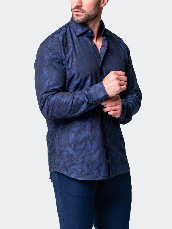 Men's streetwear shirts-Fibonacci NewCamo Blue