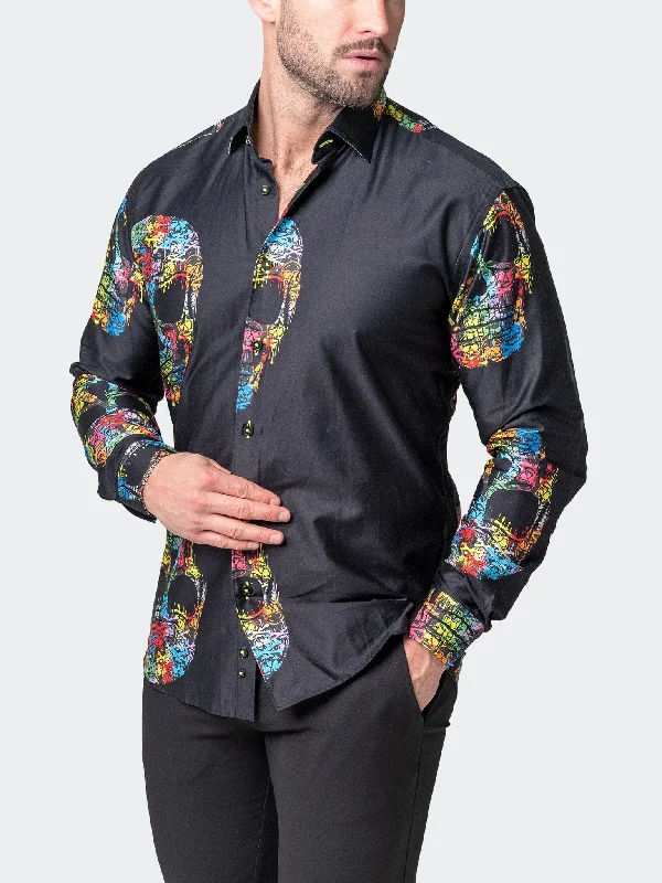 Men's extra-long shirts-Fibonacci SkullMacro Black