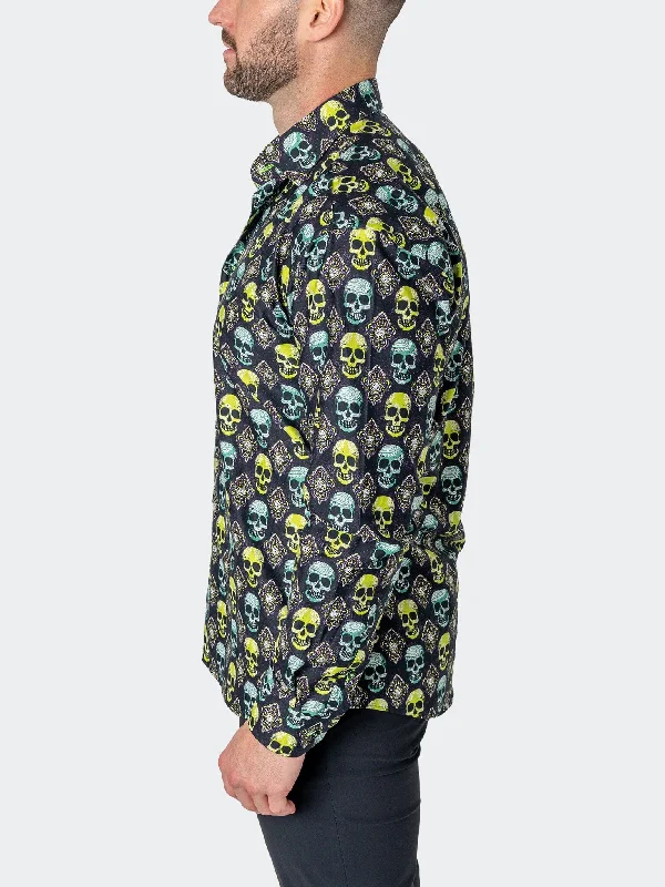 Men's uniform shirts-Fibonacci SkullVoodo Green