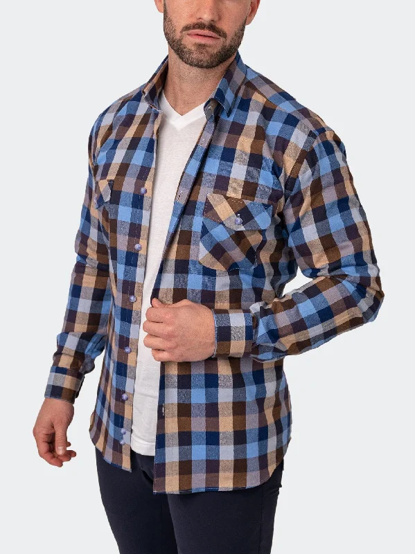 Men's creative shirts-Flannel Checkbrown Brown