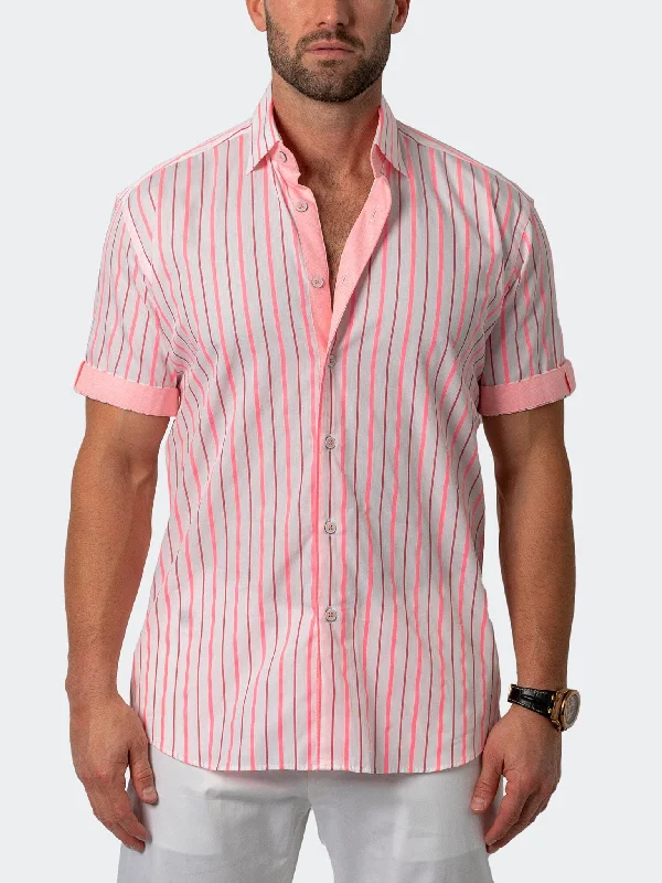 Men's subtle-detail shirts-Galileo Fluostripe Pink