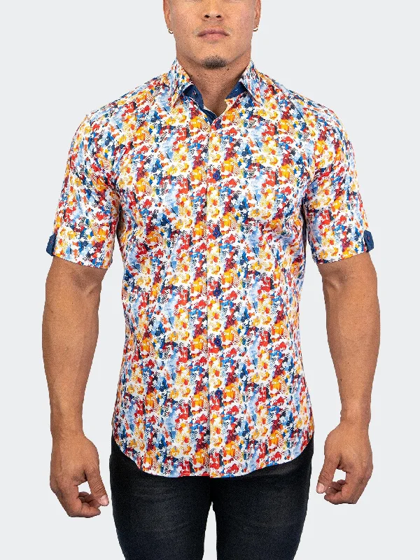 Men's adjustable-cuff shirts-Galileo Qwan Multi