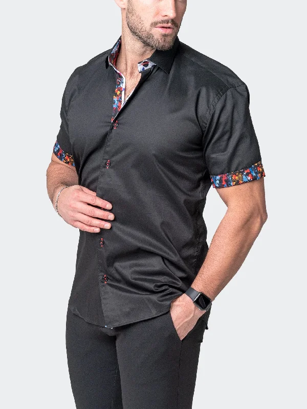 Men's Henley shirts-Galileo Shiny Black