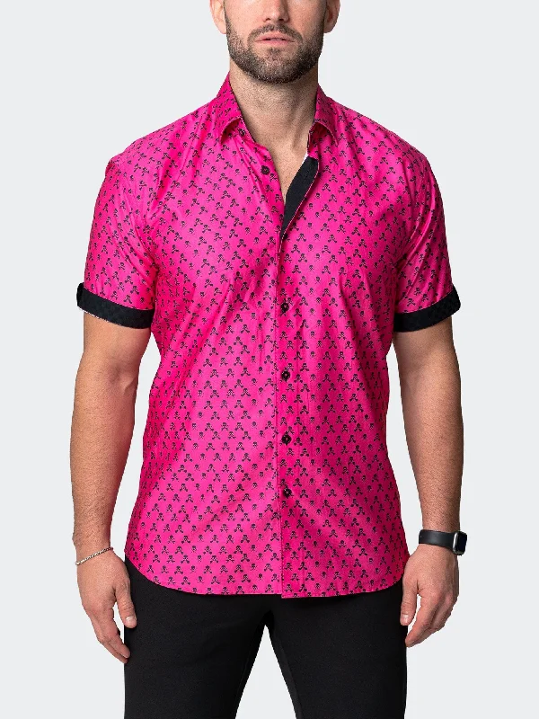 Men's casual-cool shirts-Galileo SkullFuschia Pink