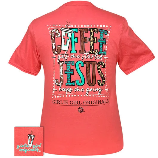 casual summer shirts for men with short sleeves -Girlie Girl Originals Coffee Get Me Started Jesus T-Shirt