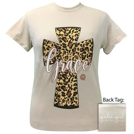 high-quality cotton short sleeve t-shirts for men -Girlie Girl Originals Preppy Leopard Cross Grace T-Shirt