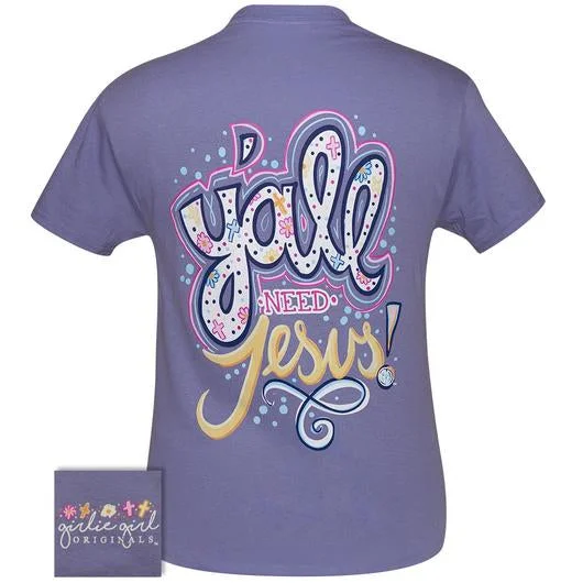 stylish short sleeve button-up shirts for men -Girlie Girl Originals Preppy Y’all Need Jesus T Shirt