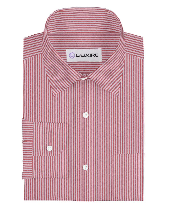 Men's button-down shirts-Linen: Red Candy Stripes