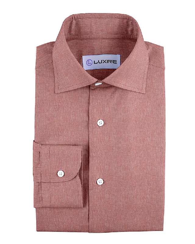 Men's casual shirts-Linen: Dark Peach Chambray