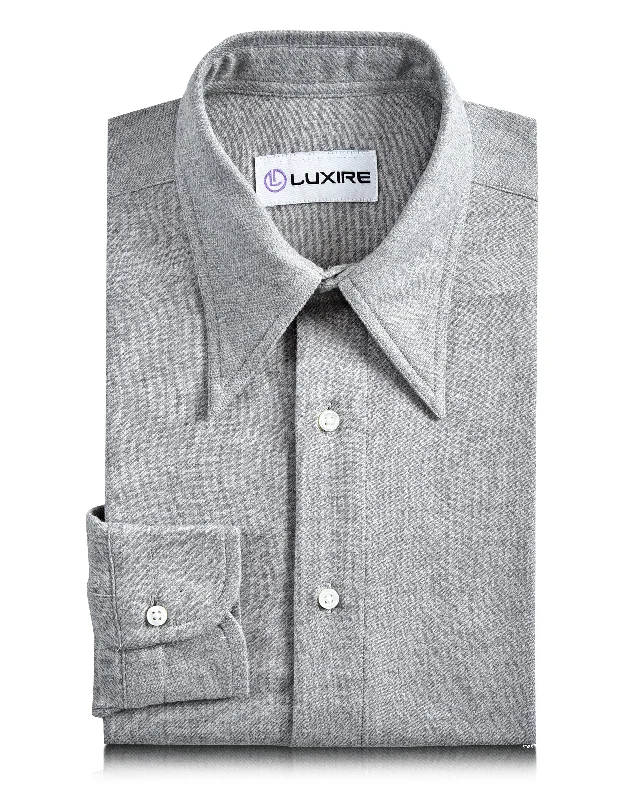 Men's side-slit shirts-Heather Grey Gabardine Shirt