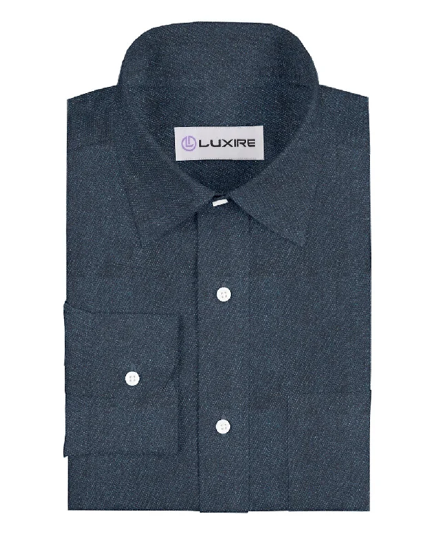 Men's chambray shirts-Indigo Herringbone Denim