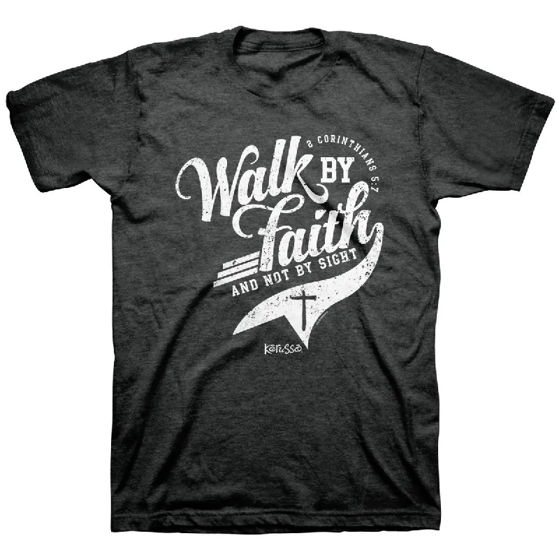 stylish checkered short sleeve shirts for men -Kerusso Walk By Faith Christian Unisex T-Shirt