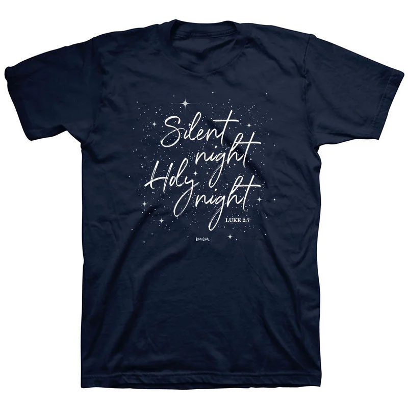 premium casual short sleeve t-shirts -Kerusso Christmas Silent Night Holy Night T-Shirt