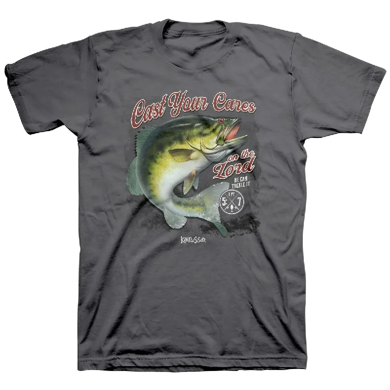 stylish summer short sleeve shirts for men -Kerusso Fishing Cast Your Cares Christian Unisex T-Shirt