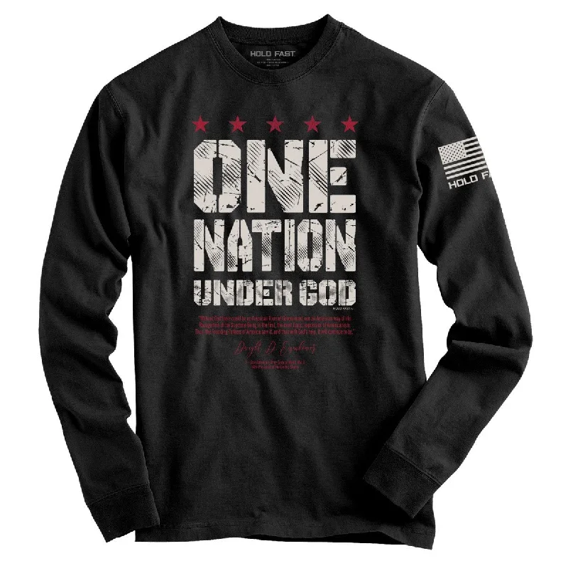 stylish checkered short sleeve shirts for men -Hold Fast One Nation Under God Christian Unisex Long Sleeve T Shirt