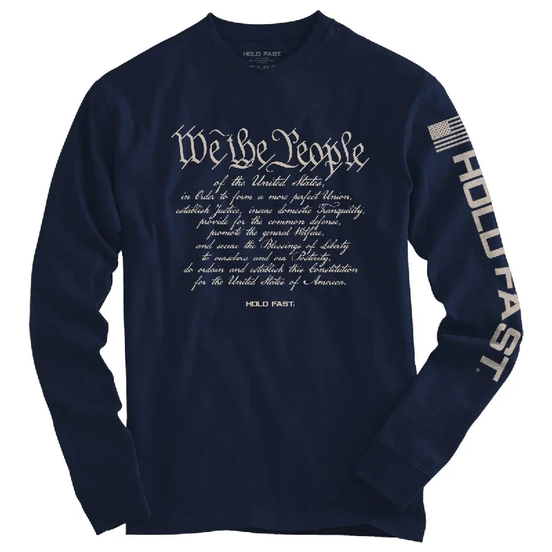 modern short sleeve shirts with graphics -Hold Fast We The People USA Christian Unisex Long Sleeve T-Shirt