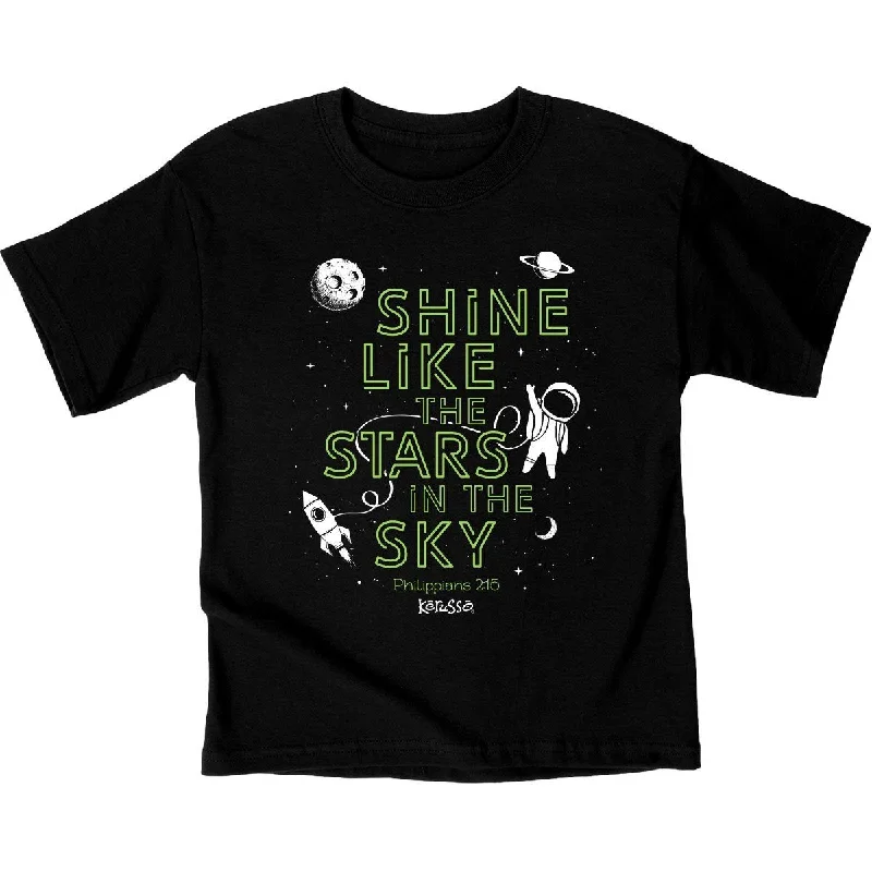 short sleeve t-shirts with prints for men -Kerusso Shine Like the Stars in the Sky Astronaut Christian Toddler Youth Bright T Shirt