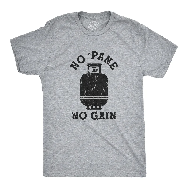 men’s short sleeve shirts for vacation wear -Mens No Pane No Gain Tshirt Funny BBQ Grilling Camping Propane Graphic Novelty Tee