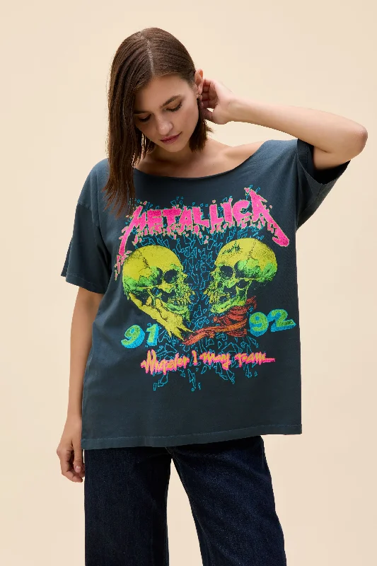 affordable men’s short sleeve t-shirts with prints -Metallica Wherever I May Roam Off-The-Shoulder Merch Tee