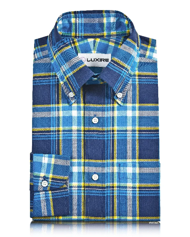 Men's satin shirts-Multi Coloured Madras Checks