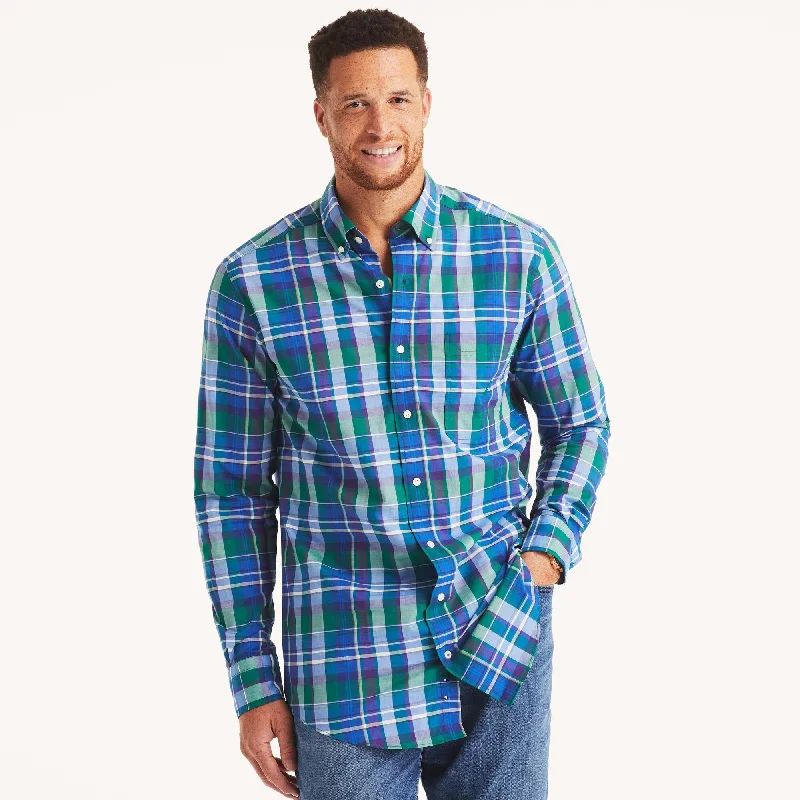 Men's durable shirts-Nautica Mens Big & Tall Plaid Shirt