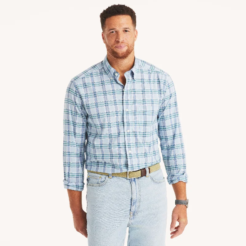 Men's club shirts-Nautica Mens Big & Tall Plaid Shirt