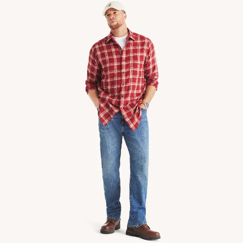 Men's unbranded shirts-Nautica Mens Big & Tall Plaid Shirt