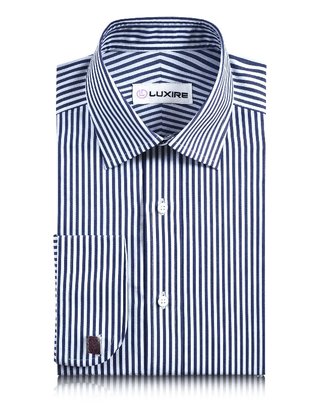 Men's French-cuff shirts-Navy Dress Stripes