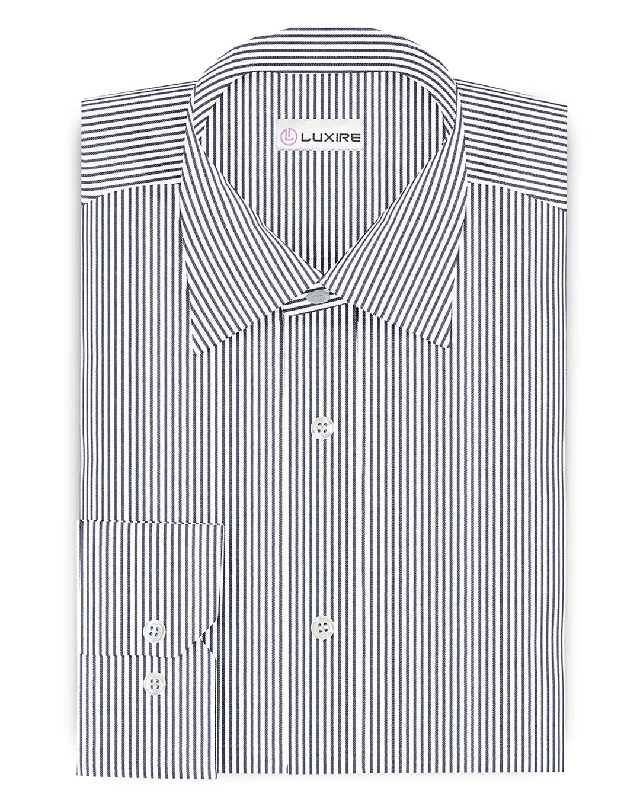 Men's short-tail shirts-Navy Rope Stripes Shirt