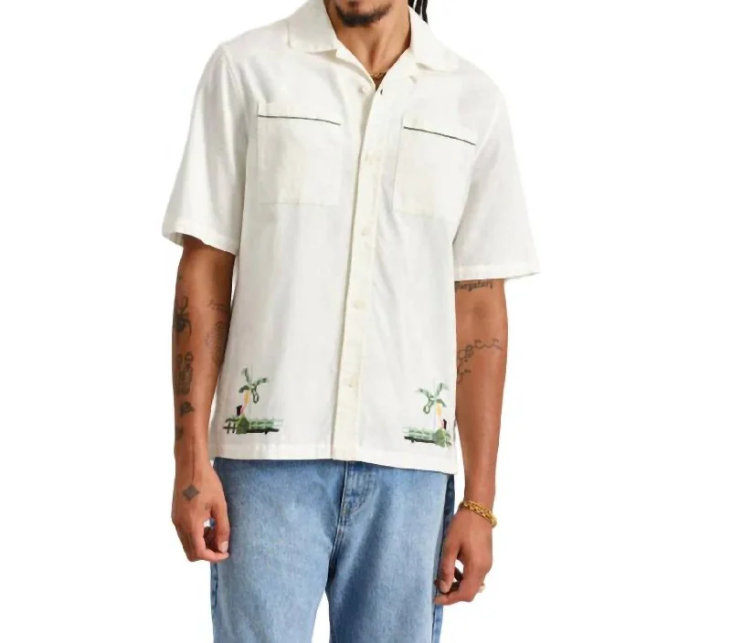 Men's tennis shirts-Newton Shirt In Ecru Paradise Stich