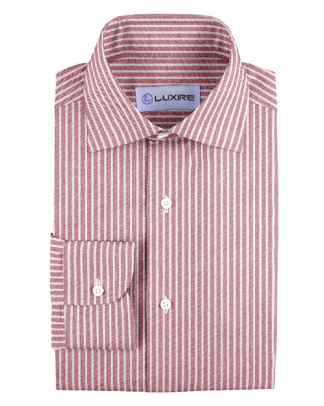 Men's budget-friendly shirts-Pale Red White Pin Stripes Seersucker