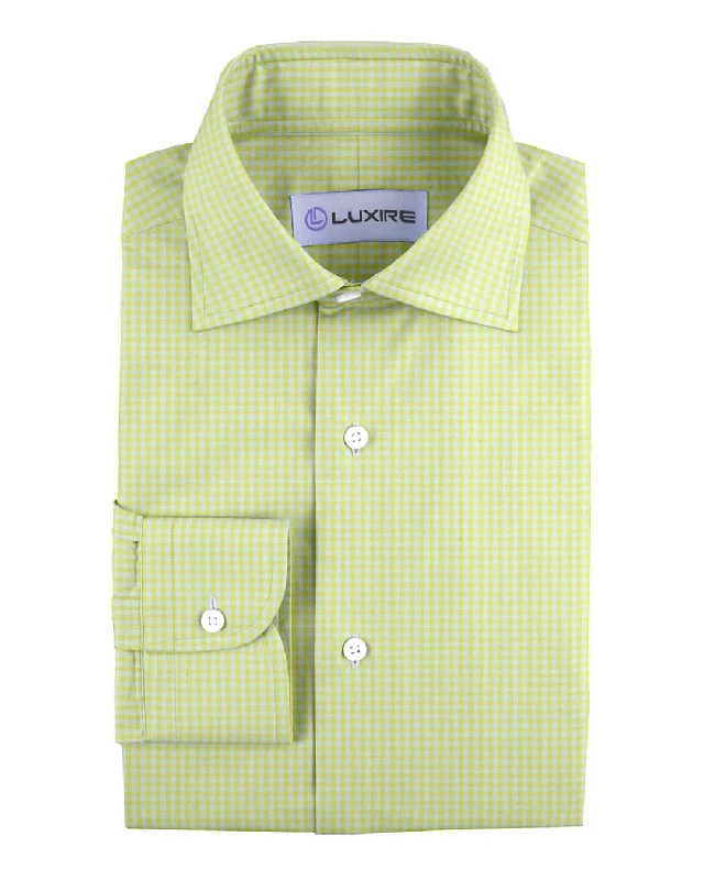 Men's double-cuff shirts-Pale Yellow Gingham