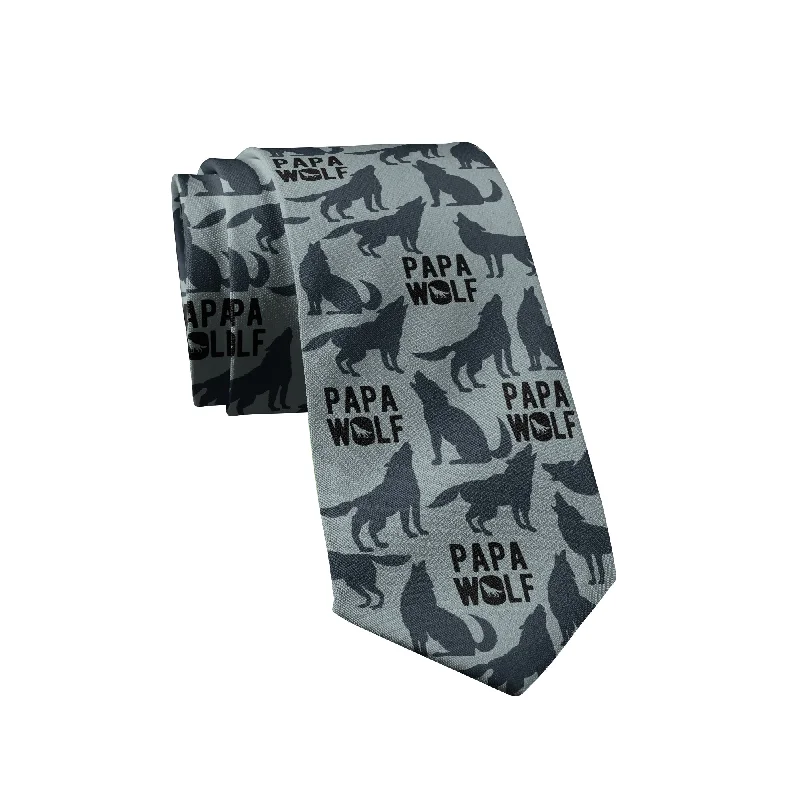 modern fit short sleeve shirts for men -Papa Wolf Necktie Funny Camping Hiking Father's Day Family Dad Tie