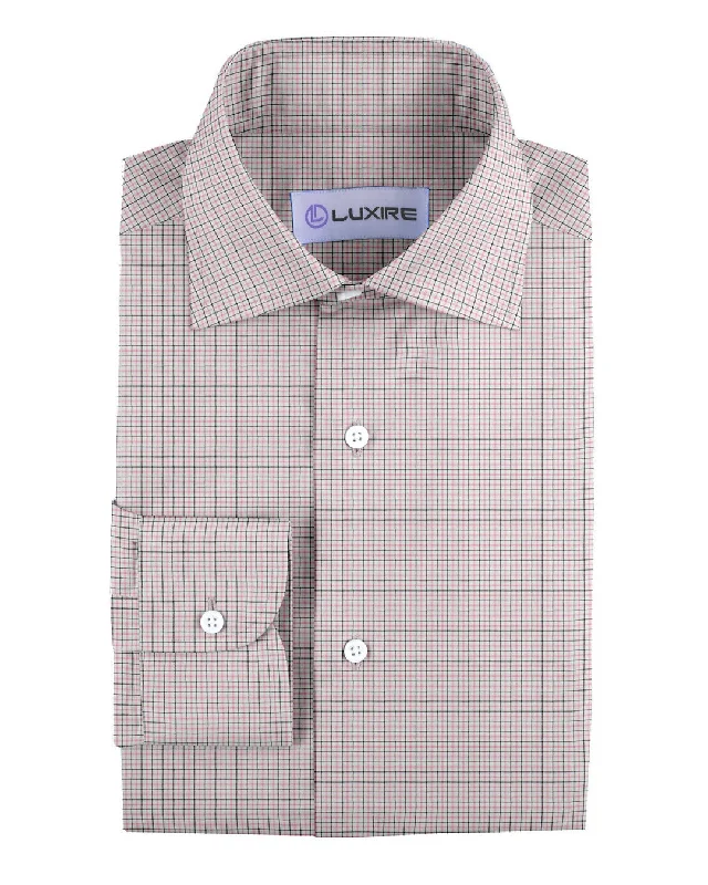 Men's affordable shirts-Pink Black Tattersall Checks on White