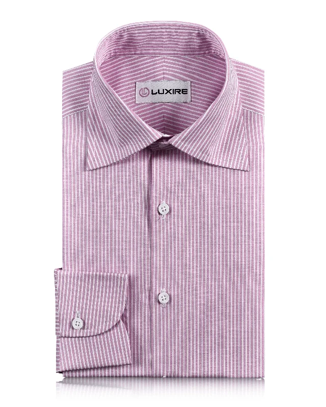 Men's tucked-in shirts-Pink Dress Stripes 80/2