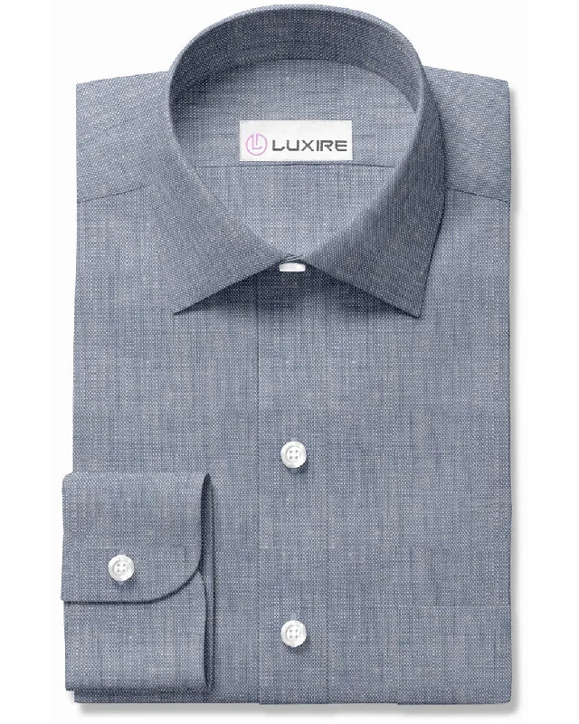 Men's low-maintenance shirts-Powder Blue Linen