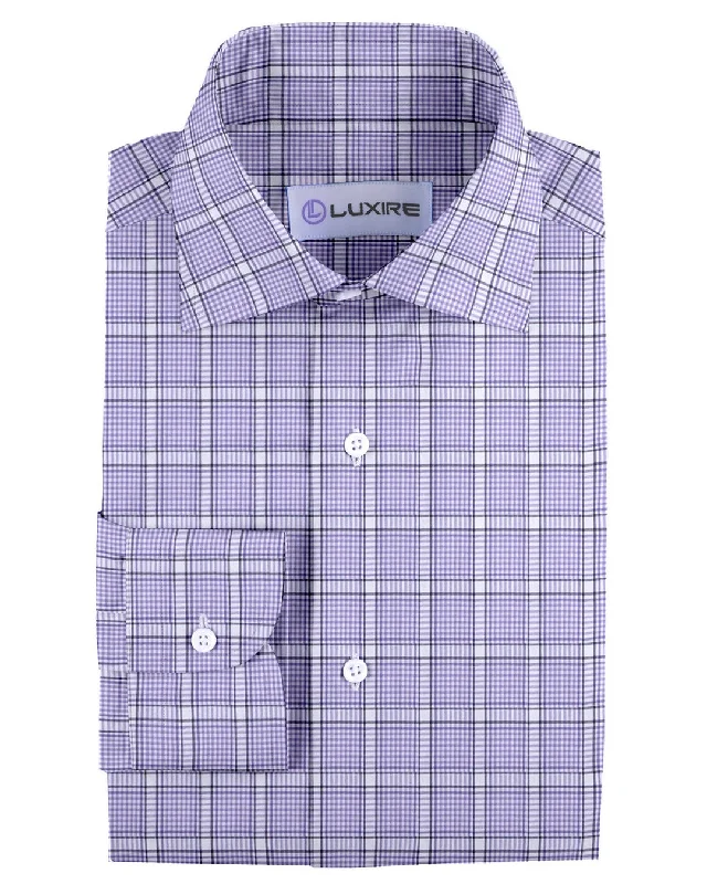 Men's trendy shirts-Purple Black Tattersall Twill