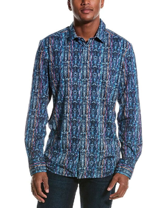 Men's fitted shirts-Robert Graham Oasis Classic Fit Woven Shirt Knit Shirt