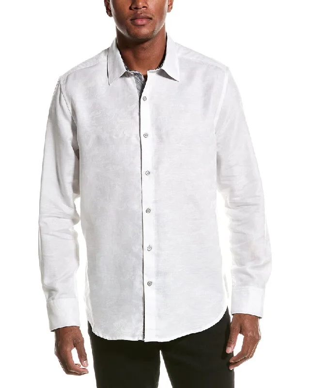 Men's tennis shirts-Robert Graham Poseidon Linen-Blend Shirt