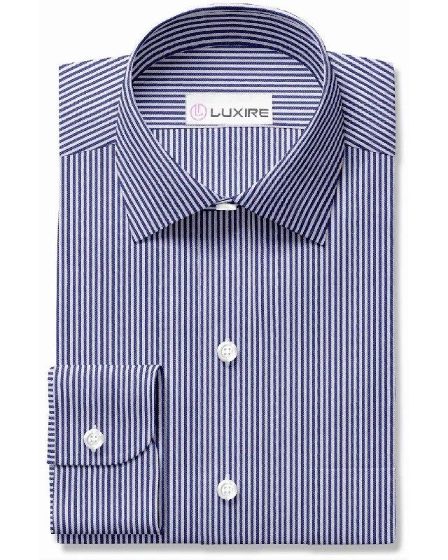 Men's petite shirts-Dark Navy Blue Rope Stripes