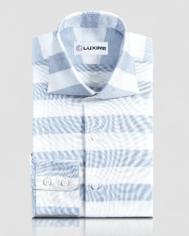 Men's unbranded shirts-Blue White Horizontal Stripes