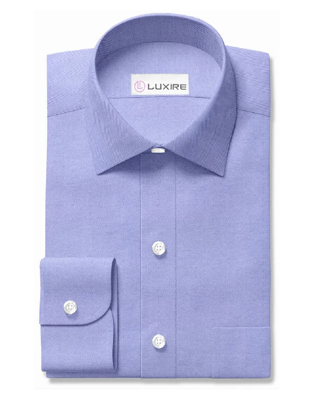 Men's tall-size shirts-Sapphire Blue Herringbone