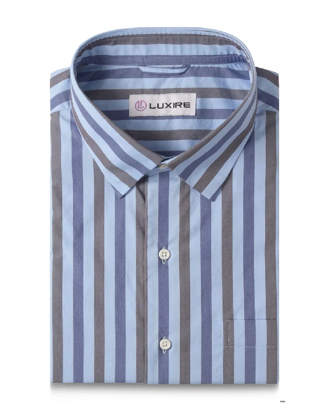 Men's wool shirts-Shades of Blue Tape Stripes