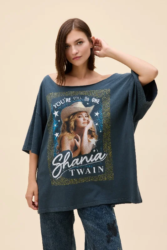 comfortable casual short sleeve shirts -Shania Twain Still The One Off-The-Shoulder OS Tee